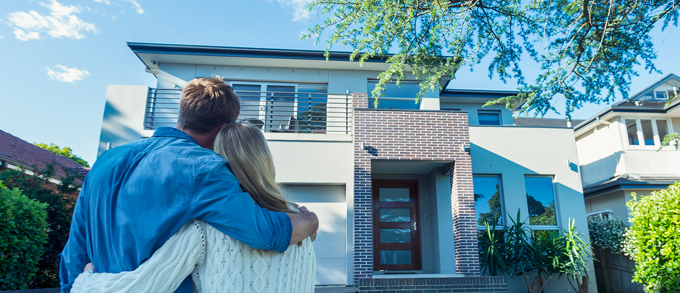 Couple gazing at home