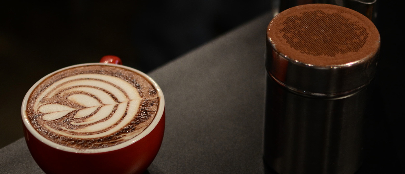 A warm coffee on a table.