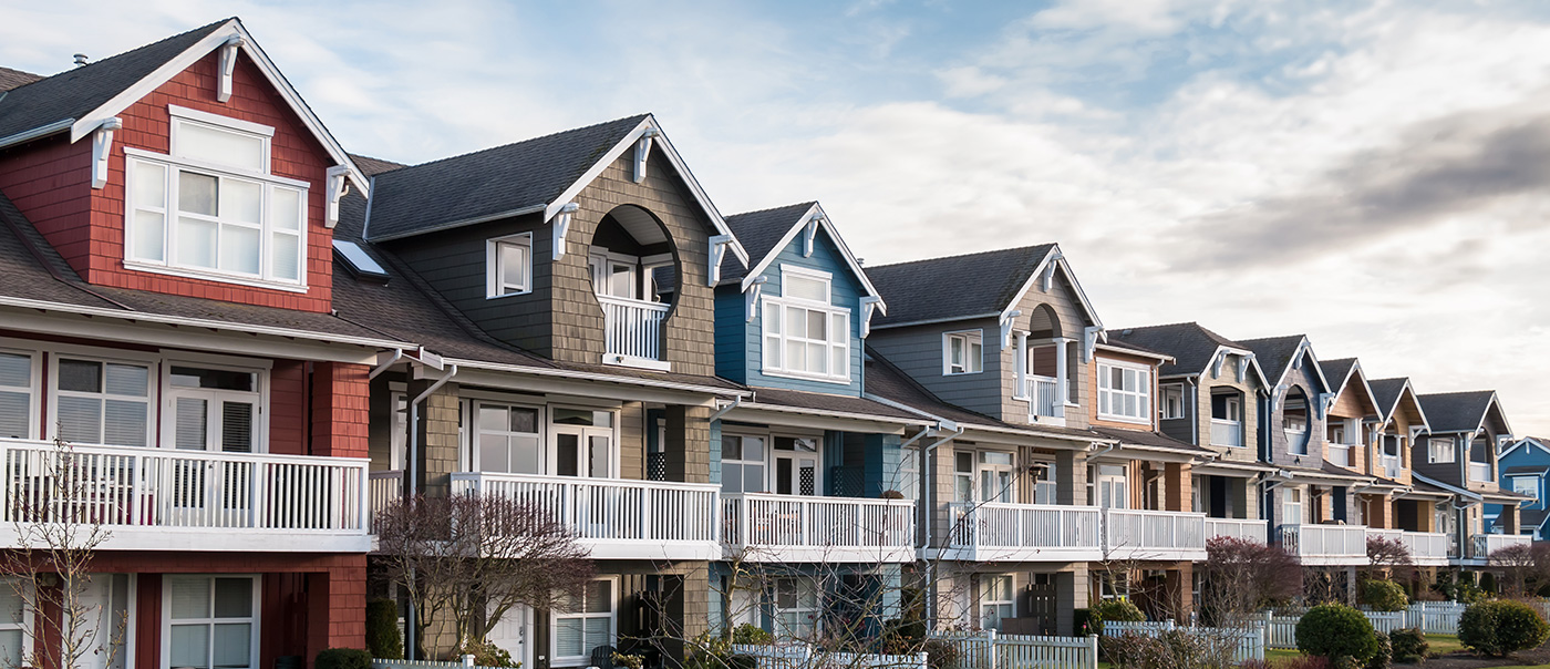 Row of new homes.