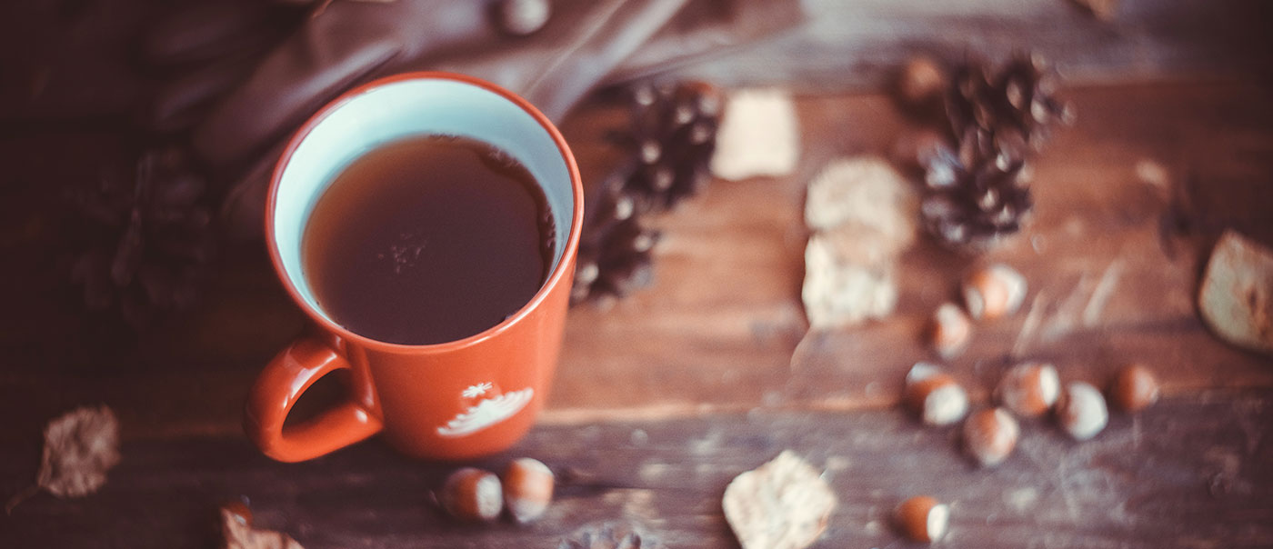 Hot cider on a table.