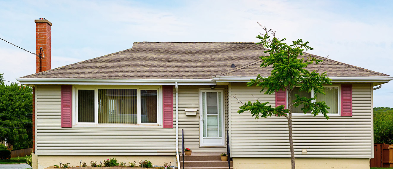 A 1970s-style bungalow