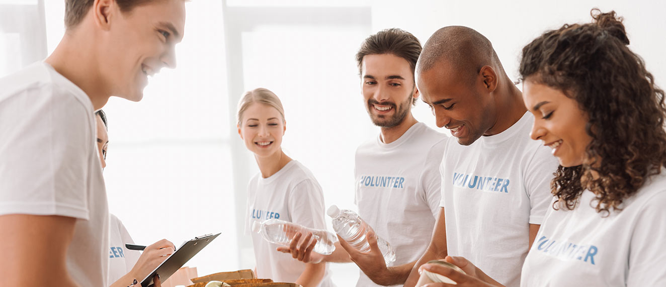 A group of volunteers working together