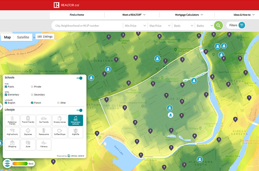 REALTOR.ca map (English).