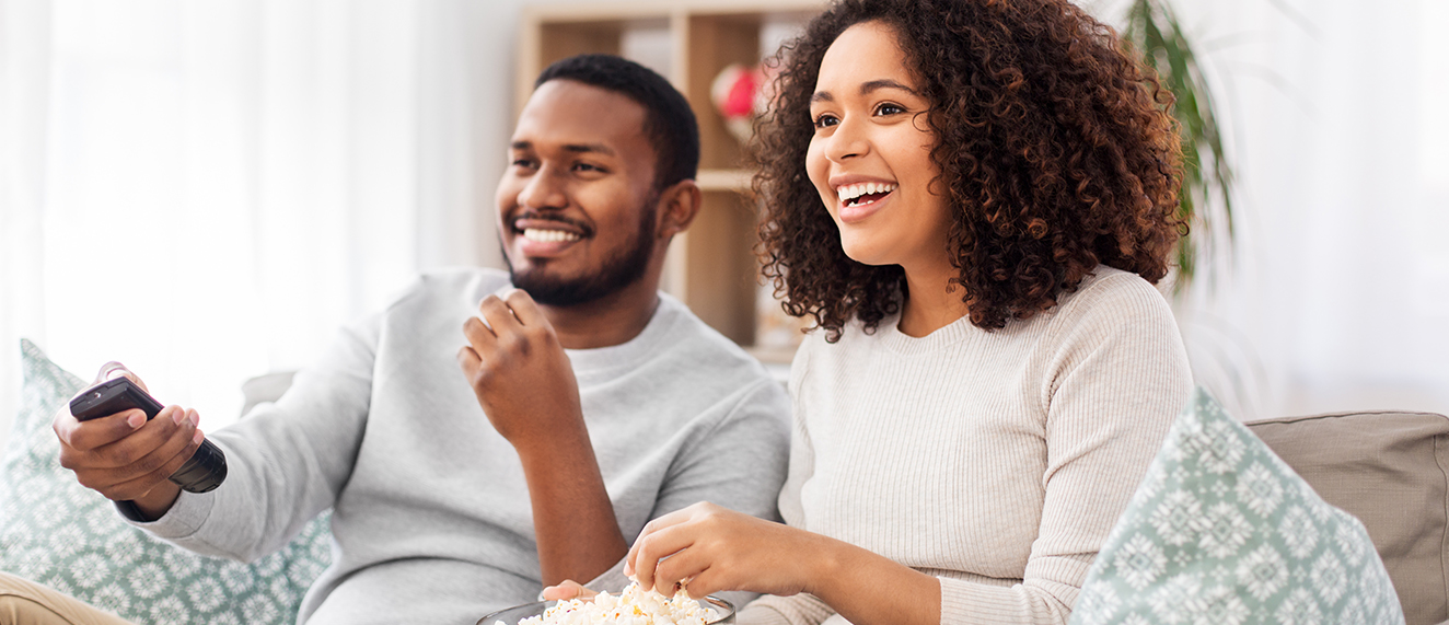 Couple watching TV.