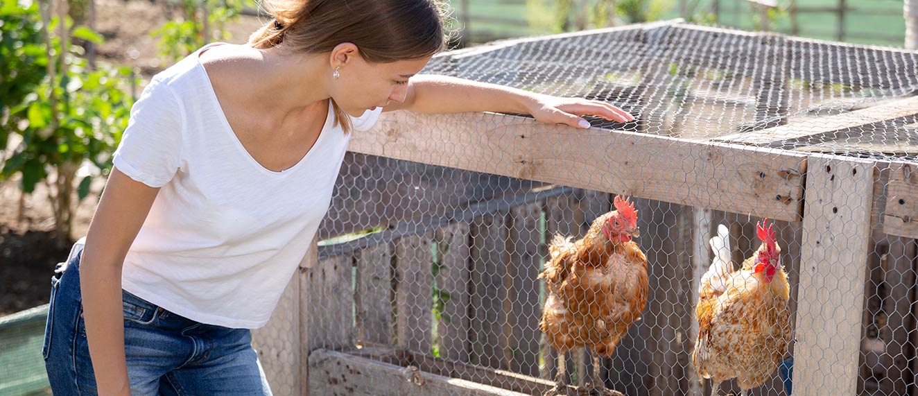 Woman with chickens