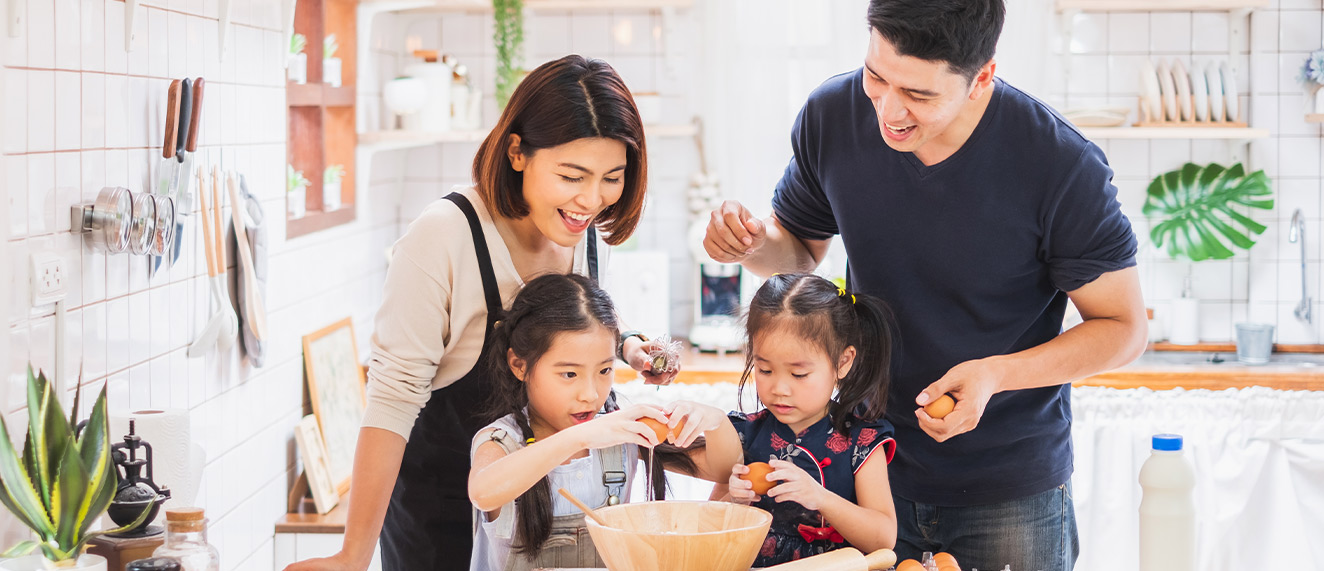 Family in kitchen