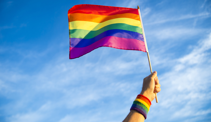 Pride flag waving.