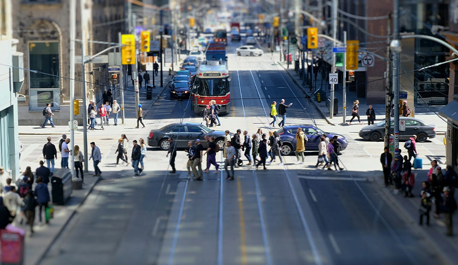 Busy downtown street.