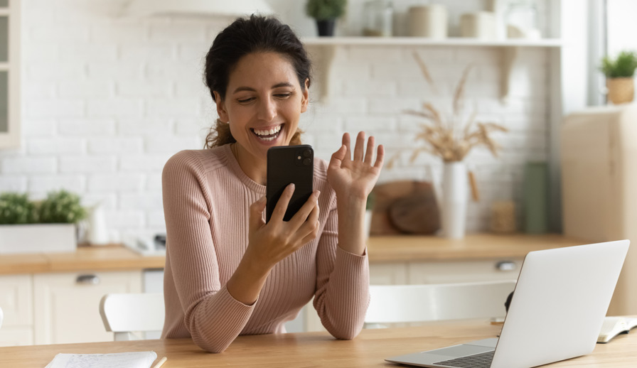 Woman on cellphone video call