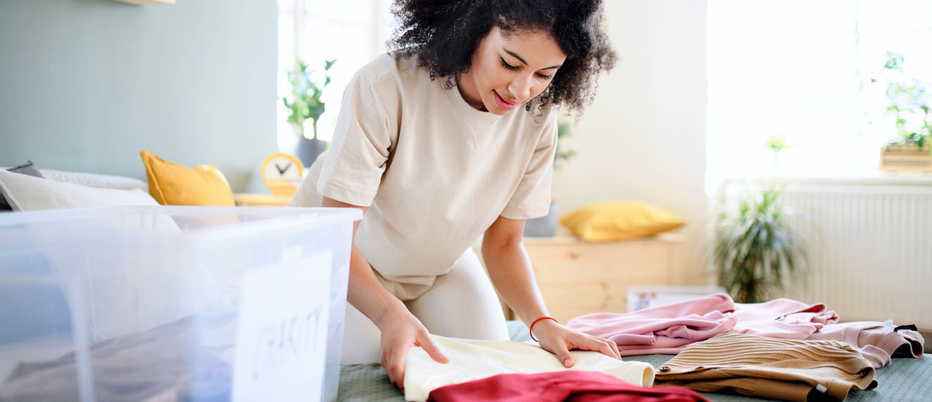 Woman organizing clothes