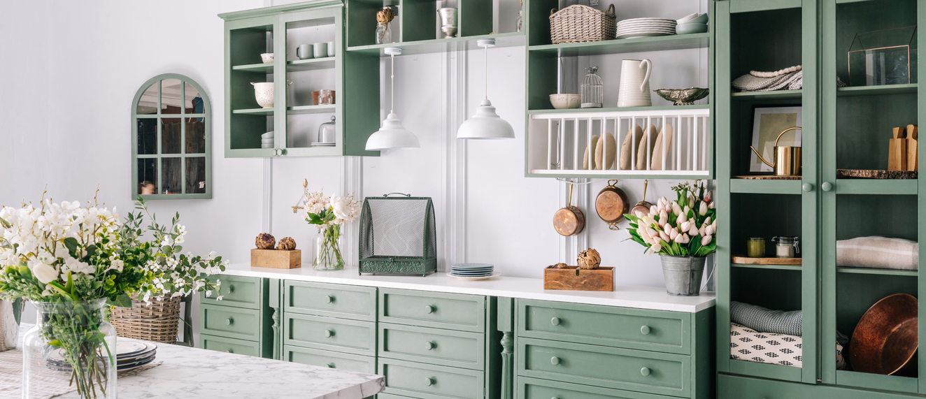 Green kitchen cupboards