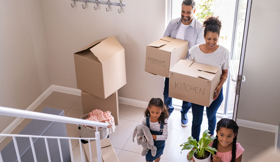 Family moving boxes