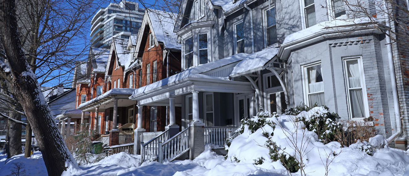 Victorian home on winter street