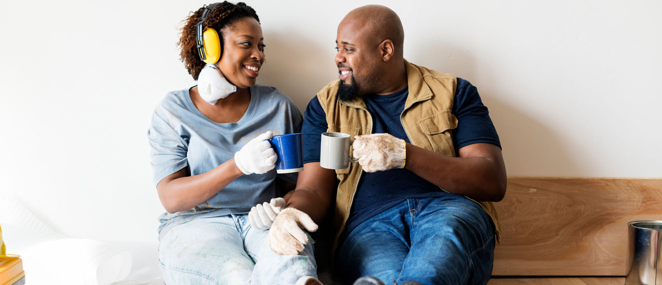 Couple renovating their home.