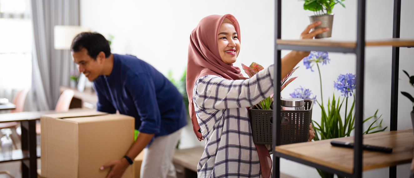 Couple moving into home.