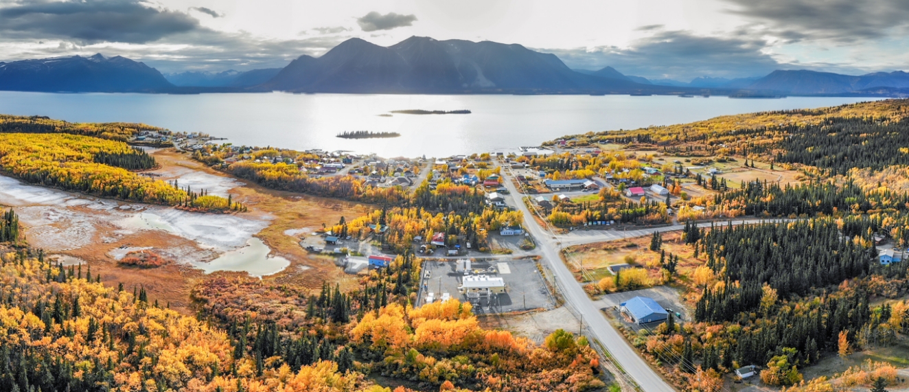 B.C. costal town in the fall.