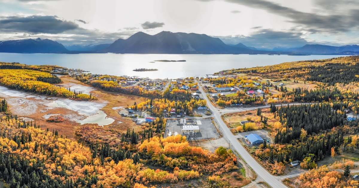 B.C. costal town in the fall.