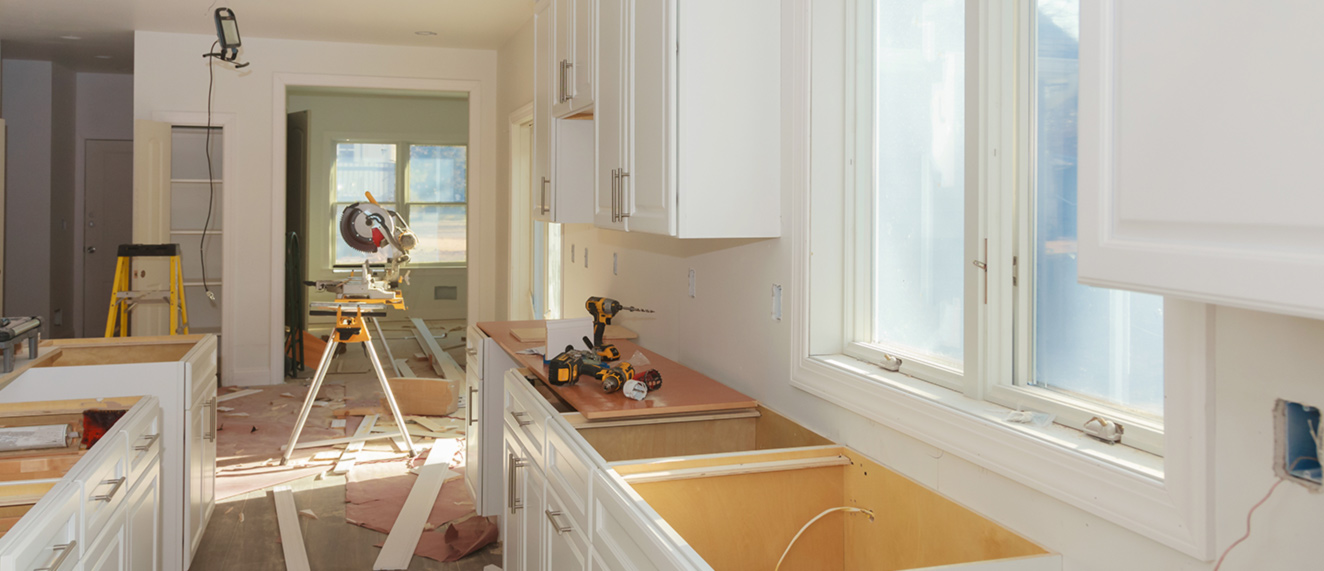 Renovating a kitchen.