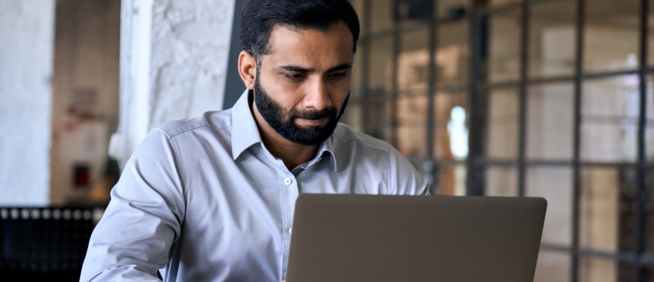 man working on computer.