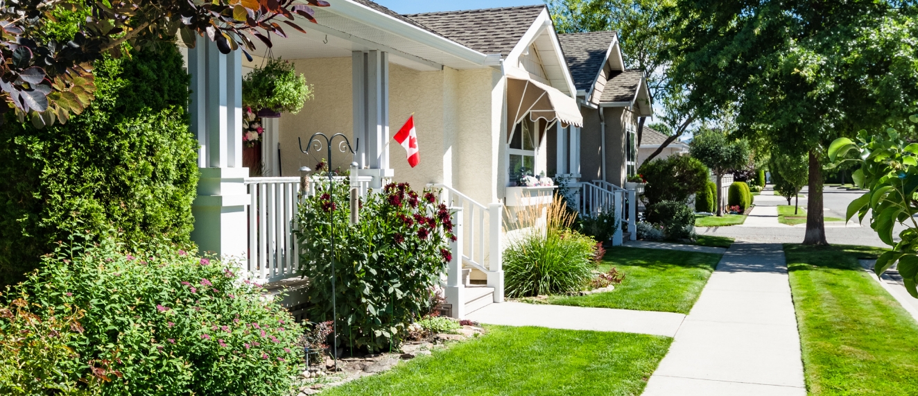 Canadian flag in front of house