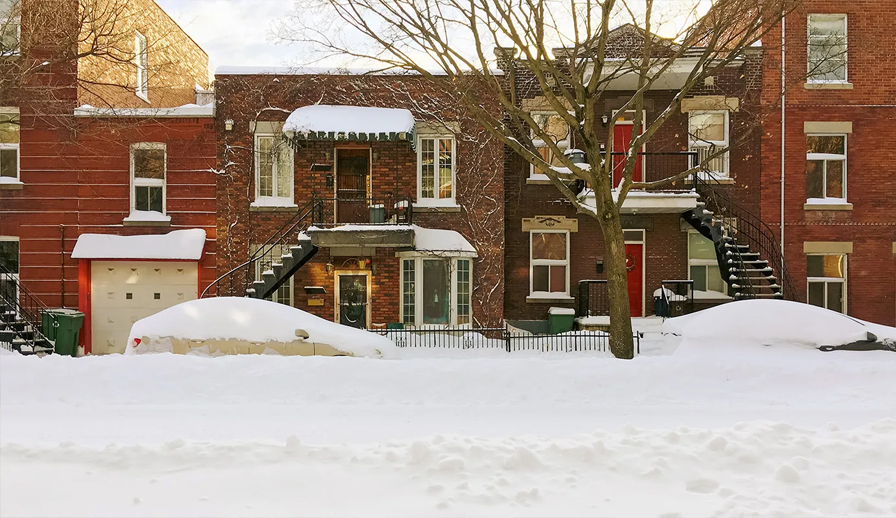 Red brick houses. 