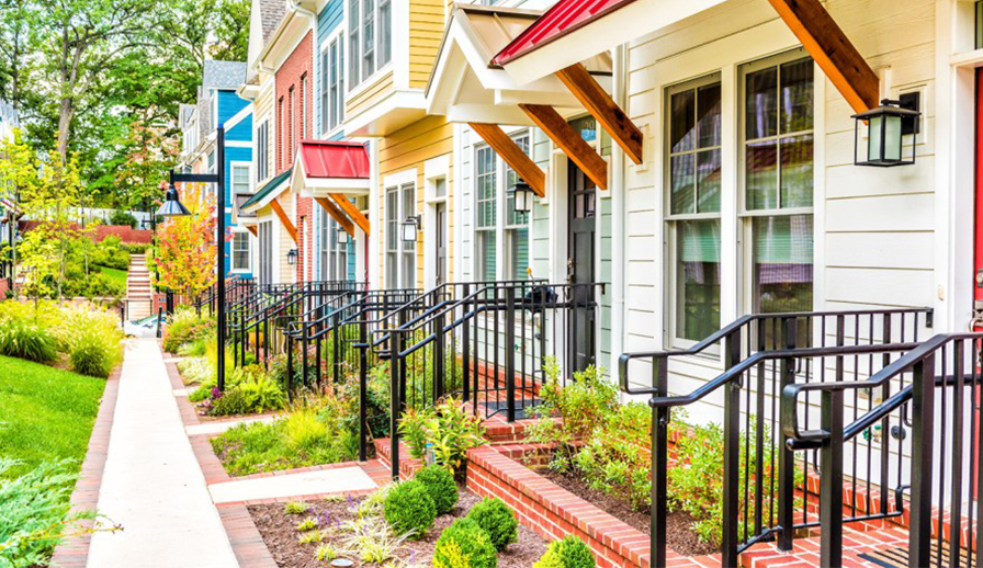 Exterior of townhomes. 