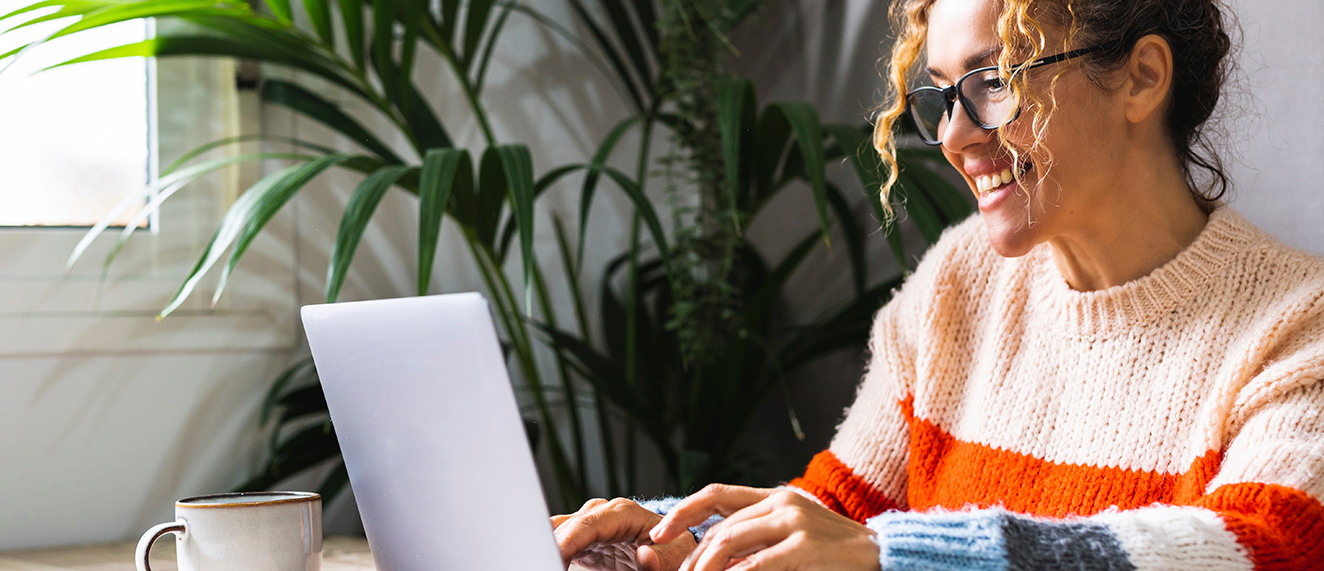 Woman on a laptop.