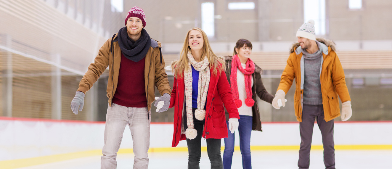 Friends skating together.