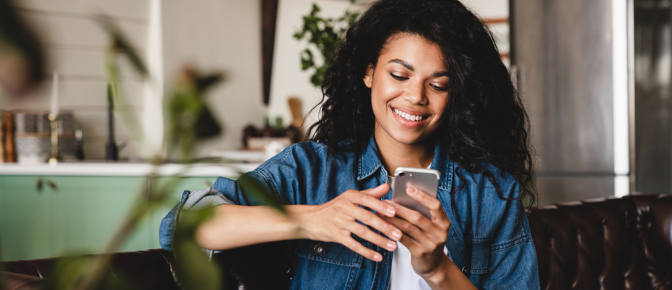 Woman looking at phone.