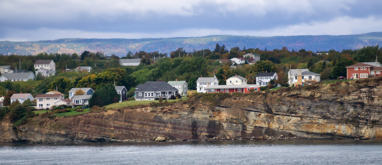 Houses on a cliff. 