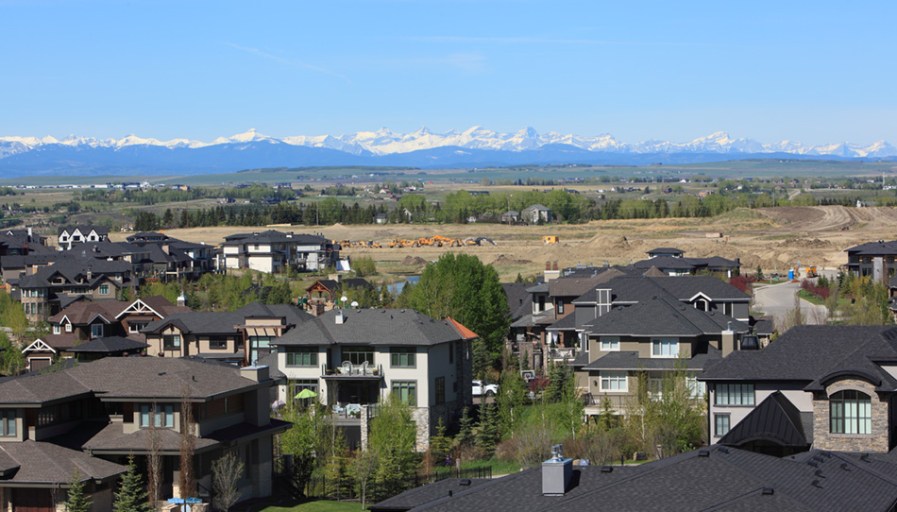 Overhead view of apartments. 