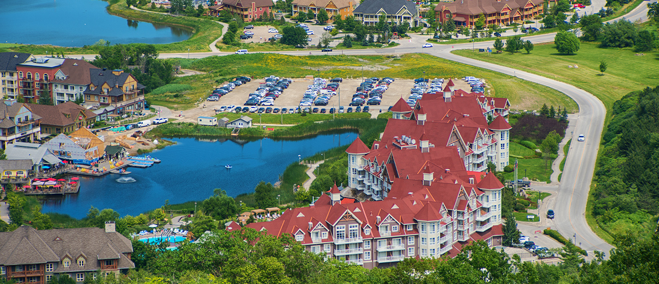 Overhead view of Blue Mountain, Ontario.