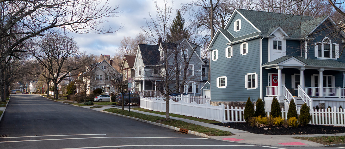 Street view of houses.